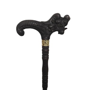 Canne en bois massif avec tête de dragon sculptée, en bois d'aile de poulet noir, antidérapante, aide à la marche pour personnes âgées - Product Image 5