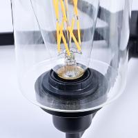 Lustre moderne à 6 lumières, style ferme, cadre en métal noir mat, abat-jour cylindriques en verre transparent, base E26, éclairage pour restaurant et café