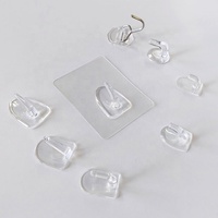 Crochet adhésif transparent et flexible en plastique, sans perçage, fixation murale moderne pour serviettes, salle de bain, cuisine, vêtements
