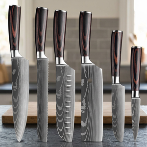 Handmade Eco-Friendly Damascus Steel 5-Piece Kitchen <b>Set</b> with Carbon Steel Chef <b>Knife</b> and Pure Leather Sheath Made in Pakistan - Product Image 3