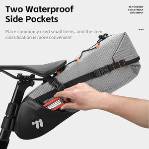 Sacoche de Selle de Vélo Multifonctionnelle Grande Capacité 10L en Polyester Imperméable avec Fermeture Éclair et Sangle Amovible pour Vélo de Route - Product Image 4