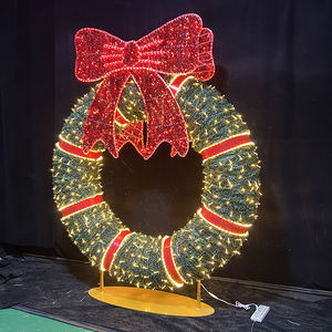 Guirnalda Navideña 3D con Marco <span class=keywords><strong>de</strong></span> Hierro, Guirnalda LED Grande para Exteriores, Decoraciones <span class=keywords><strong>Luminosas</strong></span> para Calles, Centros Comerciales, Escenarios Festivos - Product Image 4