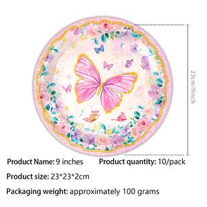 Purple <span class=keywords><strong>Butterfly</strong></span> Thanksgiving Party Decoração Suprimentos Customizáveis Back School Paper Plate Set Wholesale Birthday Party - Product Image 3