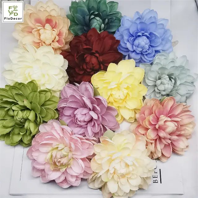 Wholesale High Quality Artificial Silk Dahlia Peony Flower Head For DIY Wreath Wedding Birthday Party Event Decoration