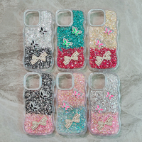 Nouvelle coque de téléphone tendance avec design papillon 3D en époxy transparent et diamants scintillants pour iPhone 17 Air Wave Frame