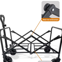 Nouvelle conception de chariot de camping pliable en métal avec poignée télescopique, roues pivotantes à 360°, service ODM pour la plage et le sable