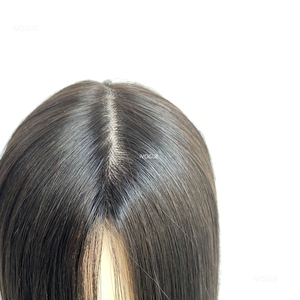 Prothèse capillaire pour femme de 22 pouces, base en soie 6x6, avec contour en PU et clips, 15x16cm, en cheveux naturels, pour femmes blanches, pour couvrir les cheveux blancs - Product Image 4