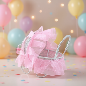 Décoration de fête, chariot en métal rose, 5x7x7cm - Product Image 3