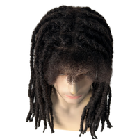 Cheveux humains vierges malaisiens # Perruque en dentelle complète 8x10 pour hommes noirs, couleur noire 1b, 16 pouces, dreadlocks, tresses torsadées