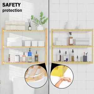 Estante de baño de bambú de 3 niveles, estante de almacenamiento montado en la pared para accesorios de baño - Product Image 2