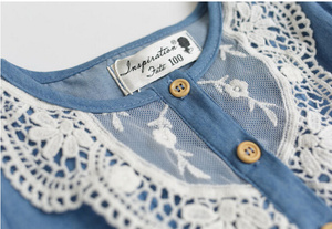 Summer Wholesale Children Clothing Fashioned Vintage 3-7 Years Old Short Sleeve Lace Dress Denim for Kids Girls From China - Product Image 6