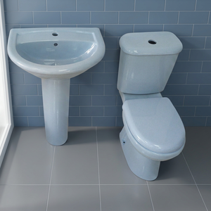 ชุดสุขภัณฑ์เซรามิกสีชมพูสำหรับห้องน้ำอ่างล้างหน้า2ชิ้นสีชมพู - Product Image 5