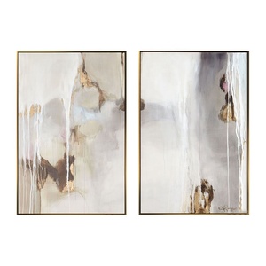 Pinturas al óleo sobre lienzo hechas a mano para decoración del hogar, arte de pared abstracto con purpurina dorada para Hotel, gran oferta - Product Image 1