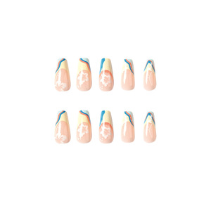 Ms.Miemie 24 <span class=keywords><strong>Uñas</strong></span> Postizas Extra Largas Estilo Francés, <span class=keywords><strong>Uñas</strong></span> de Presión ABS, Color Azul y <span class=keywords><strong>Amarillo</strong></span>, Bloqueadas por Color, Reutilizables, <span class=keywords><strong>Uñas</strong></span> Artificiales - Product Image 4