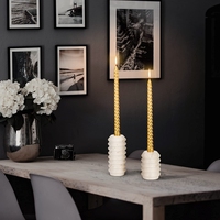Stonekocc 1 ensemble 2 pièces pierre de travertin jaune naturel fait à la main résistant à la chaleur noël spirale chandelier décoration pour mariage