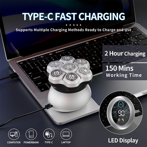 Rasoir électrique sans fil rechargeable pour hommes, tondeuse à barbe portable avec écran LCD, étanche pour usage humide et sec, pour têtes chauves - Product Image 2