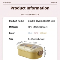 Boîte à lunch pour enfants en acier inoxydable anti-fuite avec couvercle en plastique et motif de fromage mignon, boîte bento hermétique pour un usage quotidien et les voyages