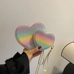 New Fashion Genuine Leather Peach-<b>Heart</b> <b>Shaped</b> Women's Handbag with Zip Closure Stylish Hand Chain <b>Bag</b> - Product Image 3