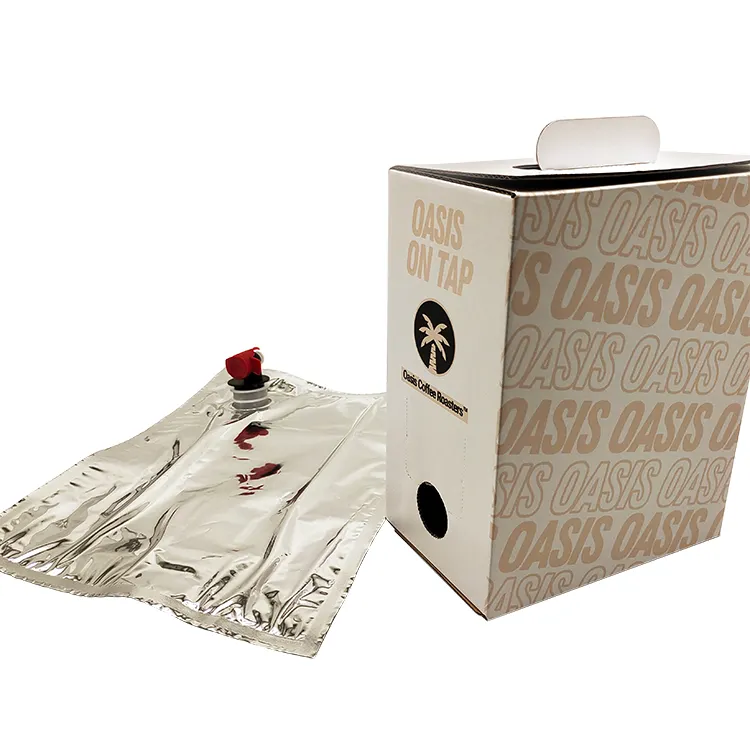 Nhôm BIB 3L 5L 10L 96oz nhựa tap túi cho uống cà phê Espresso Sữa nước trái cây túi trong hộp giấy với bướm van