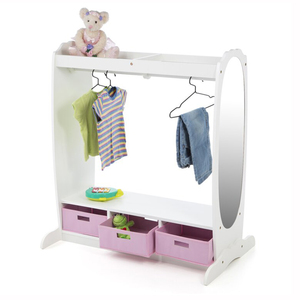 Moderno <span class=keywords><strong>Armadio</strong></span> Guardaroba Aperto in Legno per Bambini dal Design Piccolo <span class=keywords><strong>con</strong></span> Cassetto e <span class=keywords><strong>Specchio</strong></span> per Camera da Letto - Product Image 2