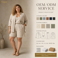 Ensembles pour femmes grandes tailles Yegao, chemise ample et short Bermuda, ensemble deux pièces, coupe ajustée, OEM ODM, commande d'usine personnalisée, MOQ 30 pièces