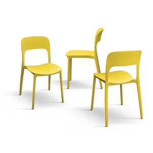 Luana <b>Chair</b> Set Of 4 <b>Yellow</b> Polypropylene Indoor Outdoor Dining <b>Chairs</b> - Product Image 2