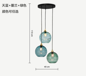 โคมไฟห้อยเพดานทรงกลมแก้วลายคลื่นน้ำสีสันสดใสสไตล์นอร์ดิกสำหรับห้องนอน ห้องรับประทานอาหาร บาร์ คาเฟ่ แบบดรอปชิปปิ้งบน Shopify - Product Image 2