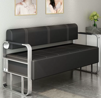 Conjunto de Sofá Cama Chesterfield Moderno y Contemporáneo de Cuero PU con Patas Metálicas para Sala de Estar, Hotel, Comedor, Almacén y Oficina