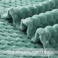 Plaid de luxe en flanelle gaufrée effet écaille de tortue 3D, doux et confortable, texture nid d'abeille, en polaire gaufrée couleur turquoise, 100% polyester
