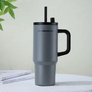Stainless Steel Car <b>Mug</b> 24oz Vacuum <b>Travel</b> Tumbler <b>with</b> Portable <b>Handle</b> Reusable Straw and Lid - Product Image 2