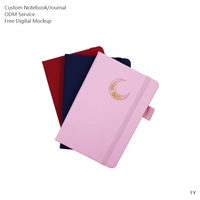 Mini A6 Hardcover Leder tagebuch Schul organisator UV-gedruckte Näh binde tasche Notizbuch mit Gummiband