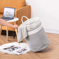 Panier pliable portable tissé en corde de coton Panier de rangement fait main pour la lessive Articles divers Vêtements sales