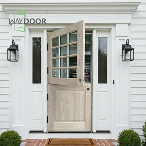 Puerta Principal de Madera de Caoba Africana Sólida, Estilo Holandés, Resistente a la Intemperie, con Vidrio de 12 Paneles, Fabricada a Medida - Product Image 1