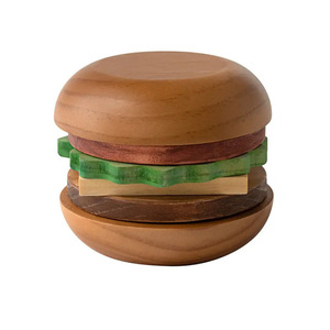 Ensemble de sous-verres en bois de pin naturel en forme de hamburger et de porte-filtre à café pour café et fête - Product Image 1