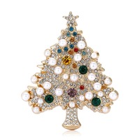 Broche de Noël en alliage européen et américain avec strass et perles, bijoux de vêtements pour femmes, tendance et polyvalente