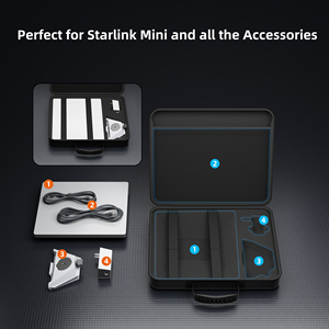 Estuche de Viaje Ligero para Starlink Mini, Bolsa de Almacenamiento Resistente a Impactos con Asa, Textura de <span class=keywords><strong>Fibra</strong></span> de Carbono, Carcasa de EVA Resistente al Agua - Product Image 2