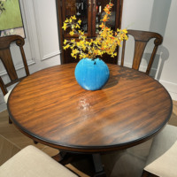 MEDICI Ensemble de table à manger ronde en bois massif de style européen traditionnel de haute qualité et durable pour 4 personnes avec garantie de 3 ans