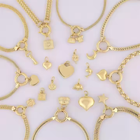 Breloques personnalisées Cœur Clé Cadenas Étoile Éléphant en Acier Inoxydable 316L Plaqué Or PVD 14K pour Bracelets et Colliers Vente en Gros
