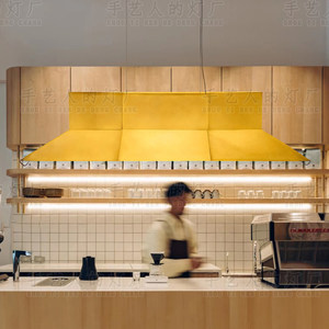 Luminaire suspendu LED rectangulaire doré pour restaurant, bar, salon de thé, style Wabi Sabi - Product Image 1