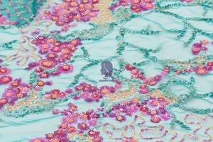 2022 nuovo tessuto multicolore floreale in Tulle con ricamo paillettes lavorato a maglia per la casa per ragazzi e abiti da sera da sposa - Product Image 4