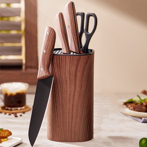 Porte-couteaux en bois grainé, cylindrique, en PPABS, multifonctionnel, pour cuisine - Product Image 1