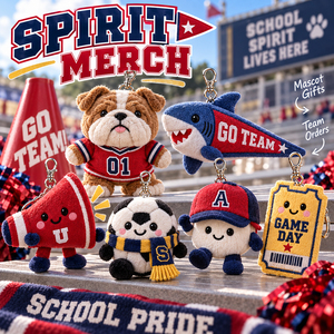 Porte-clés en peluche personnalisés pour mascotte d'équipe scolaire, articles promotionnels pour collectes <span class=keywords><strong>de</strong></span> fonds, jours <span class=keywords><strong>de</strong></span> match, cadeaux pour anciens étudiants et fans - Product Image 1