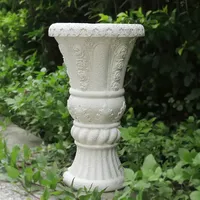 Pot Tanaman Mawar Resin Vintage - Pot Bunga Berpola Bunga untuk Taman Dalam Ruangan, Vas Sukulen Dekoratif untuk Rumah Kantor