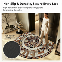 Tapis de porte demi-cercle en mosaïque personnalisable en polyester écologique, antidérapant, durable, anti-poussière et facile à nettoyer pour hall d'entrée
