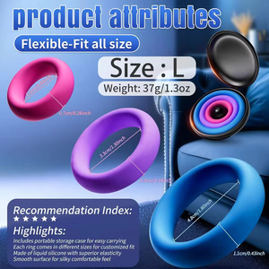 Anneau de pénis en silicone pour homme adulte, à double anneau, avec fonction de retardement, pour couple, jouet sexuel pour couple, anneau de serrage fin - Product Image 2