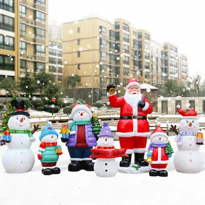 2020 Venta caliente de la decoración de la Navidad de fibra de vidrio de muñeco de nieve de escultura para venta