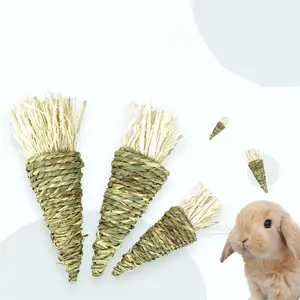 Small Animal Pets rabbits hand-woven grass molars relieve boredom pet chew toys carrots shape rabbit supplies