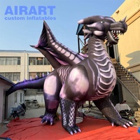 Modelo de Dragón Gris Inflable de Gran Tamaño para Decoración de Fiestas Musicales, Globo Inflable de Dragón Volador Grande