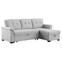 Sofá Cama en Forma de L de Color Beige, 3 Plazas, con Cama Extraíble, Sofá Cama con Espacio de Almacenamiento para Sala de Estar y Apartamento