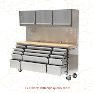 72 Inch Professional Workshop Tools Cart Multifunctional Mechanical Tool Cart Stainless Steel Utility Rolling Chest